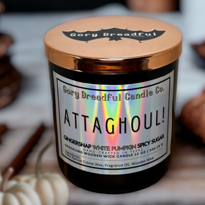 Attaghoul Wooden Wick Candle  by Gory Dreadful Candle Co