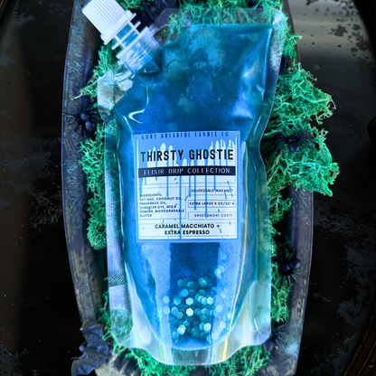 THIRSTY GHOSTIE Mega 8 oz Squeezable Wax Melt: Caramel Macchiato + Extra Espresso Scent