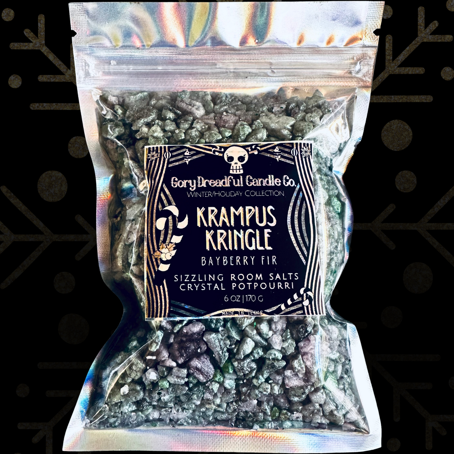 Krampus Kringle Sizzling Room Salt Crystal Potpourri: Bayberry Fir Wreath Scent