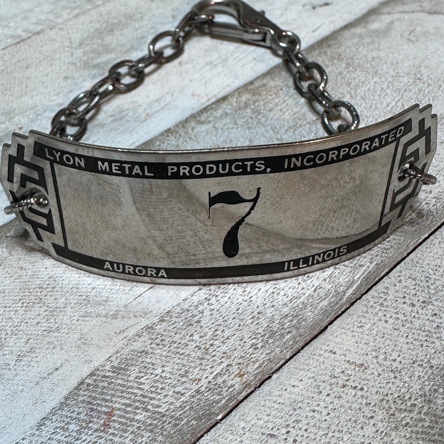 Vintage 1930s-1940s Industrial Salvage Locker Tag Up-cycled Bracelet – Lucky #7