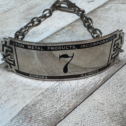 Vintage 1930s-1940s Industrial Salvage Locker Tag Up-cycled Bracelet – Lucky #7