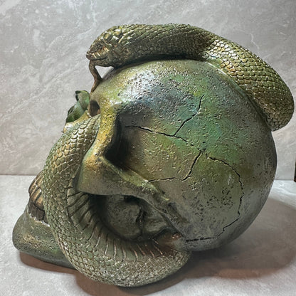 Serpent & Succulent Skull Hand-Painted Gothic Decor