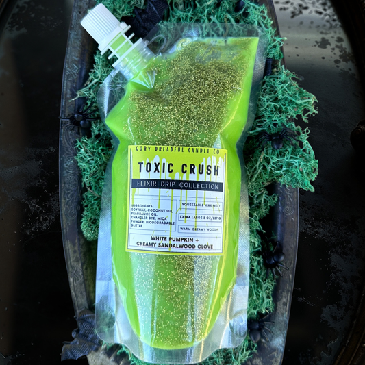 TOXIC CRUSH Mega 8 oz Squeezable Wax Melt: White Pumpkin + Creamy Sandalwood Clove Scent