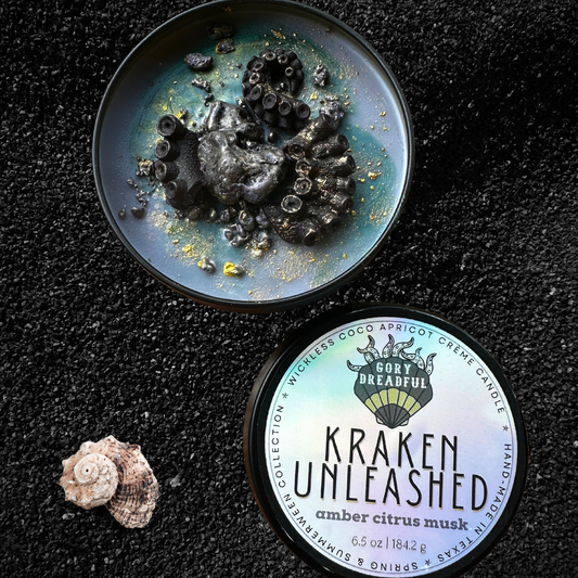 KRAKEN UNLEASHED Wickless Candle - Coco Apricot Crème Wax 6.5 oz: Amber Citrus Musk