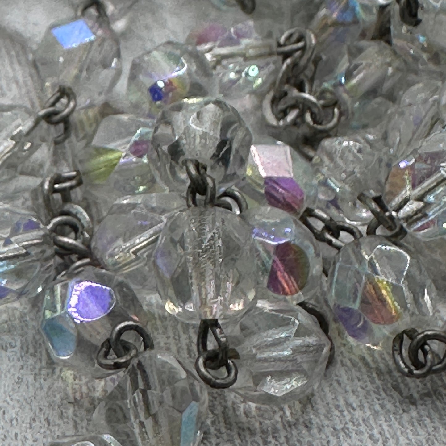 Vintage Italian Glass Bead Rosary, Italy Catholic Prayer Beads, Crucifix