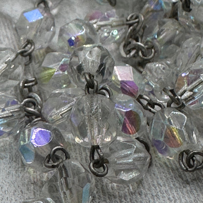 Vintage Italian Glass Bead Rosary, Italy Catholic Prayer Beads, Crucifix