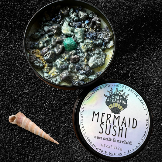 MERMAID SUSHI Wickless Candle - Coco Apricot Crème Wax 6.5 oz: Sea Salt & Orchid Scent