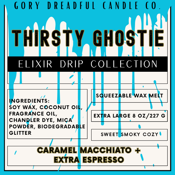 THIRSTY GHOSTIE Mega 8 oz Squeezable Wax Melt: Caramel Macchiato + Extra Espresso Scent