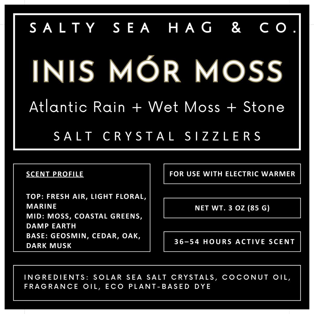 INIS MÓR MOSS Salt Crystal Sizzlers: Atlantic Rain + Wet Moss + Stone Scent