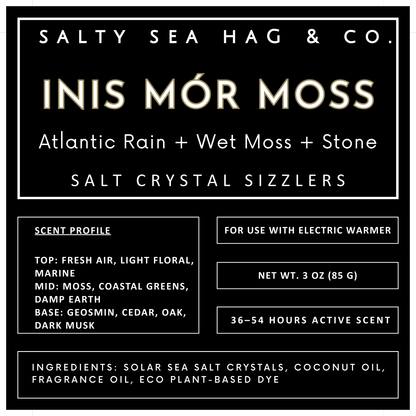 INIS MÓR MOSS Salt Crystal Sizzlers: Atlantic Rain + Wet Moss + Stone Scent