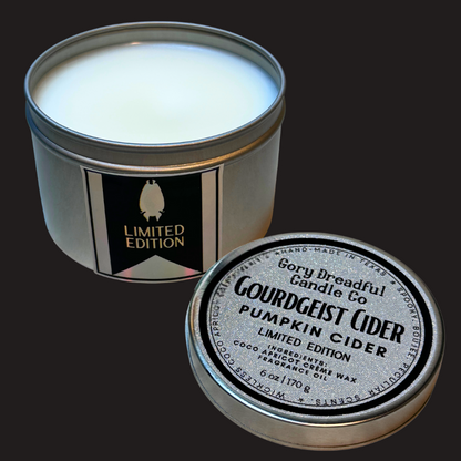 Gourdgeist Cider Wickless Candle Tin: Spiced Pumpkin Cider Scent -Limited Edition
