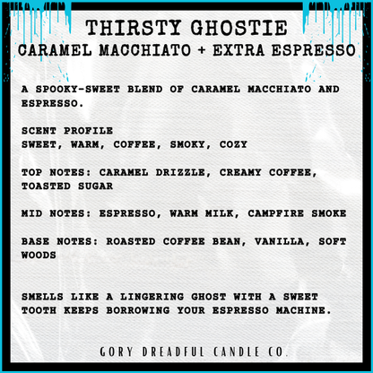 THIRSTY GHOSTIE Mega 8 oz Squeezable Wax Melt: Caramel Macchiato + Extra Espresso Scent