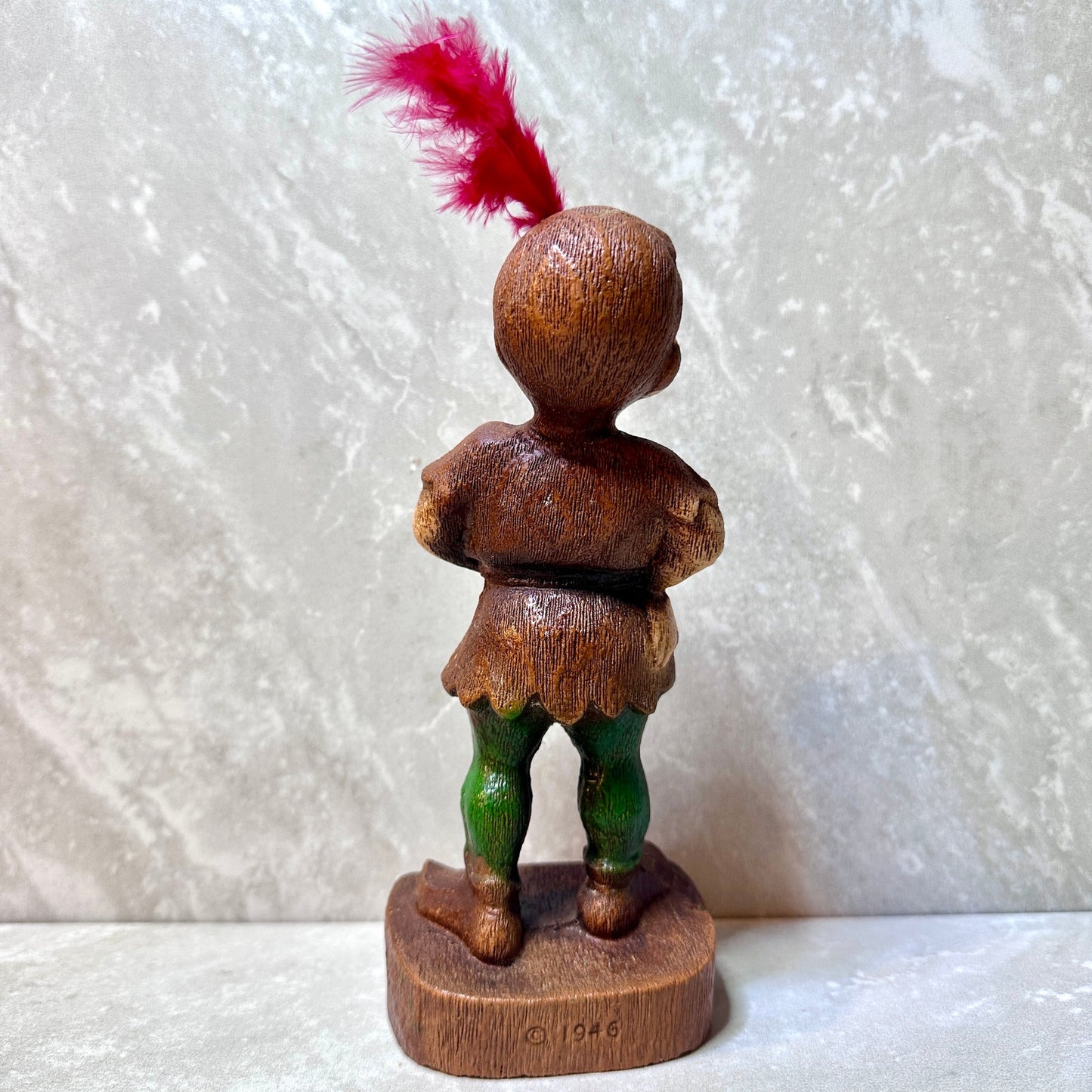 1946-49 Vintage Peter Pan with red feather Community Chest award trophy figurine