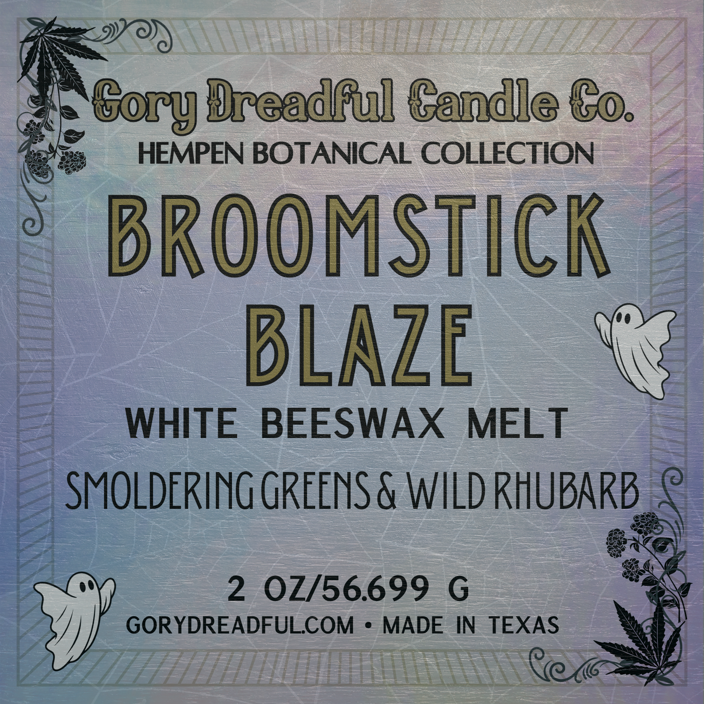 Broomstick Blaze – Smoldering Greens & Wild Rhubarb Scent Beeswax Melt