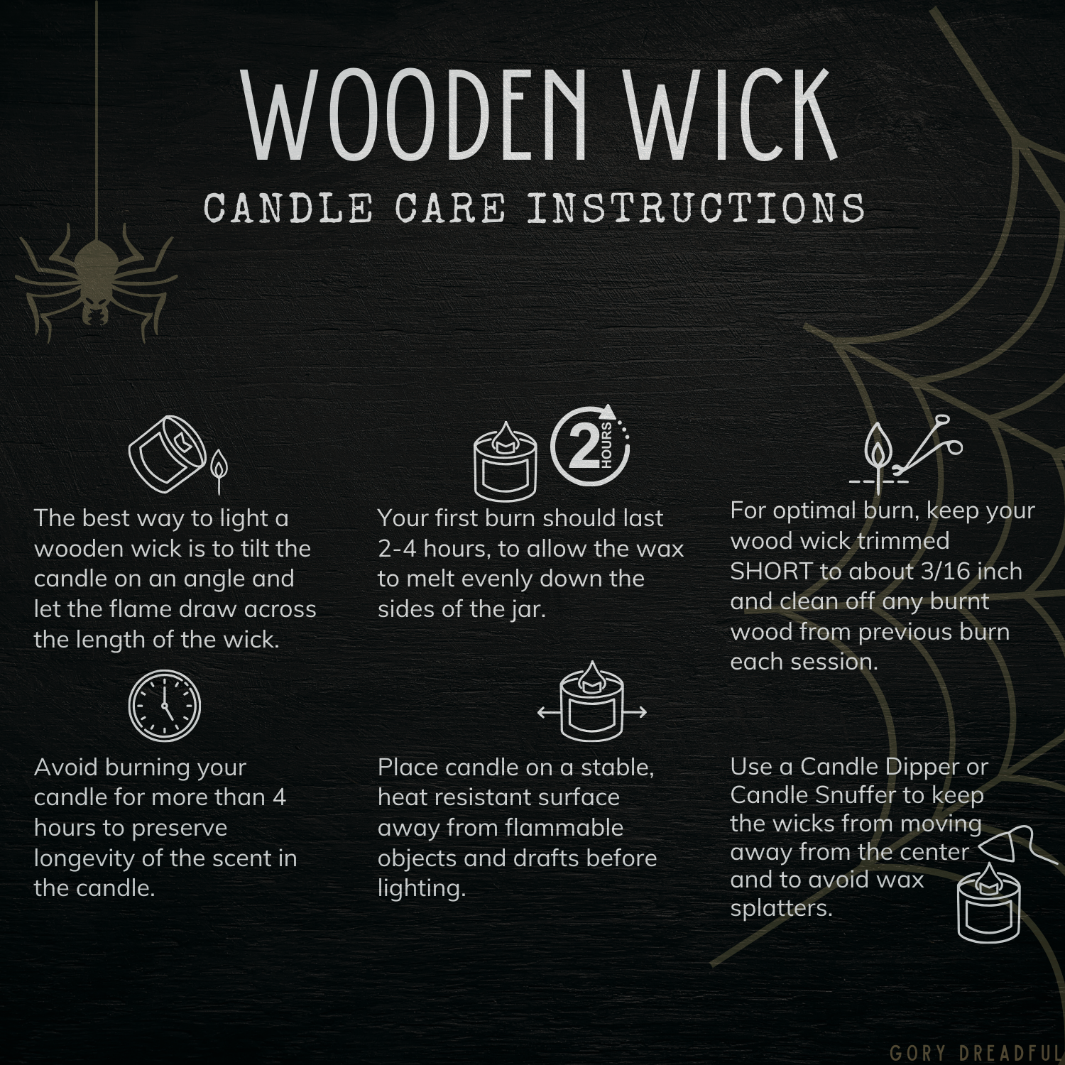 Wooden Wick Candle by Gory Dreadful Candle Co