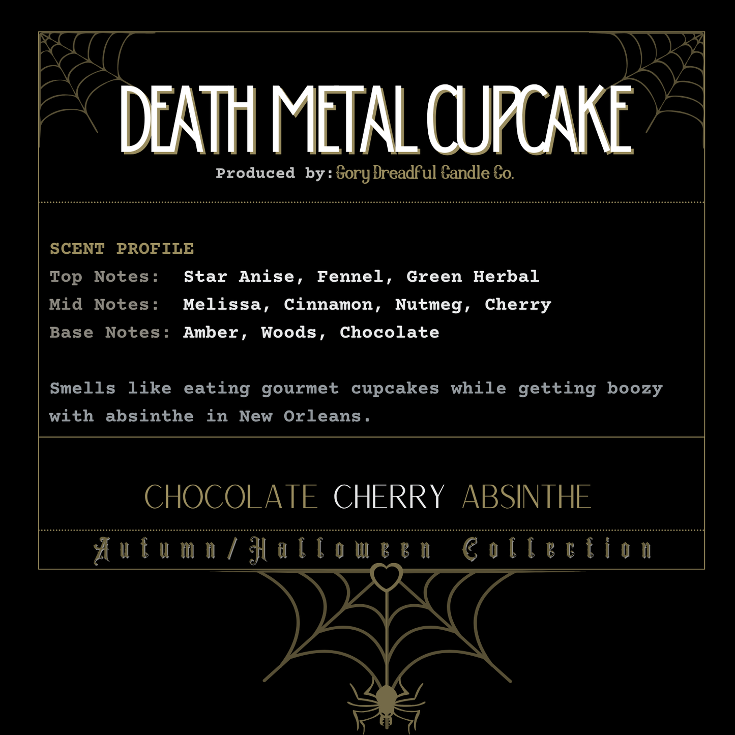 Death Metal Cupcake Sizzling Room Salt Crystal Potpourri: Chocolate Cherry Absinthe Scent