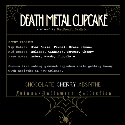 Death Metal Cupcake Sizzling Room Salt Crystal Potpourri: Chocolate Cherry Absinthe Scent