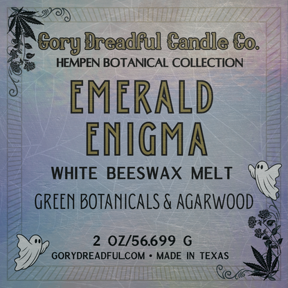 Emerald Enigma – Green Botanicals & Agarwood Scent Beeswax Melts