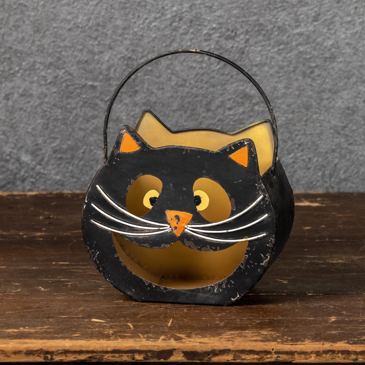 Retro Black Cat Halloween Bucket with Handle | 2 Sizes