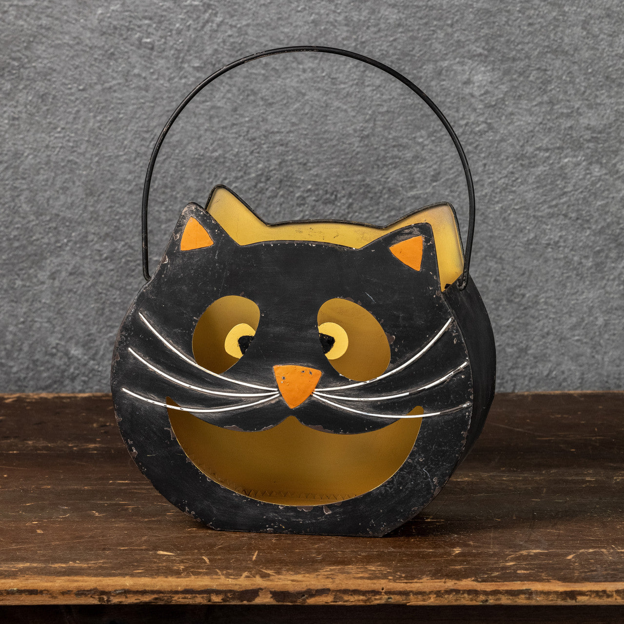 Retro Black Cat Halloween Bucket with Handle | 2 Sizes