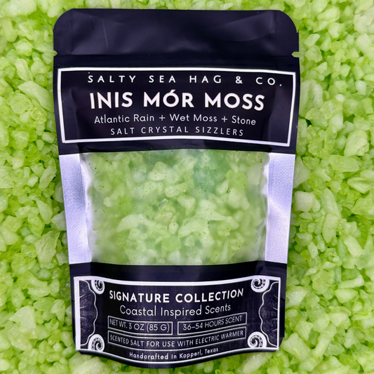 INIS MÓR MOSS Salt Crystal Sizzlers: Atlantic Rain + Wet Moss + Stone Scent