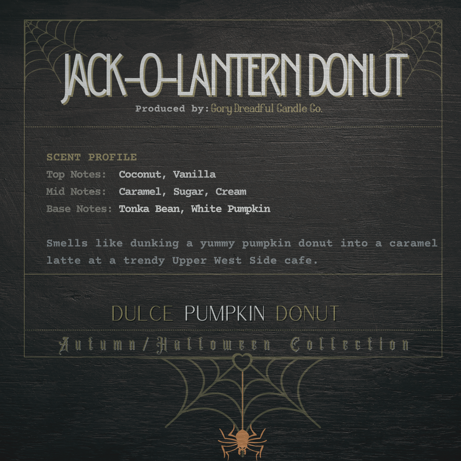 Jack-O-Lantern Donut Scent Profile by Gory Dreadful Candle Co
