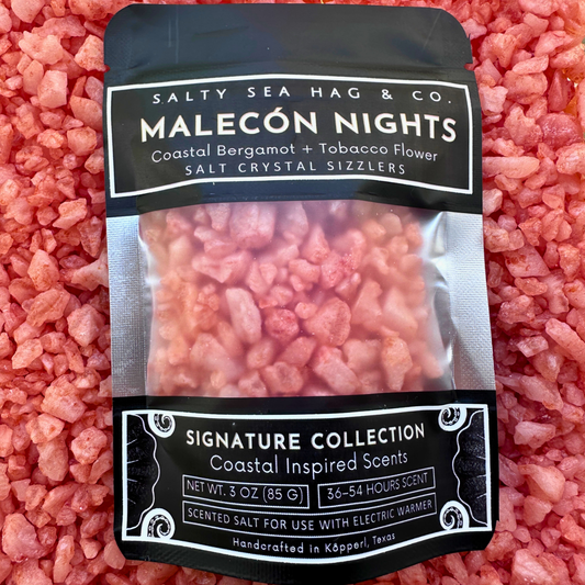 MALÉCON NIGHTS Salt Crystal Sizzlers: Coastal Bergamot + Tobacco Flower Scent