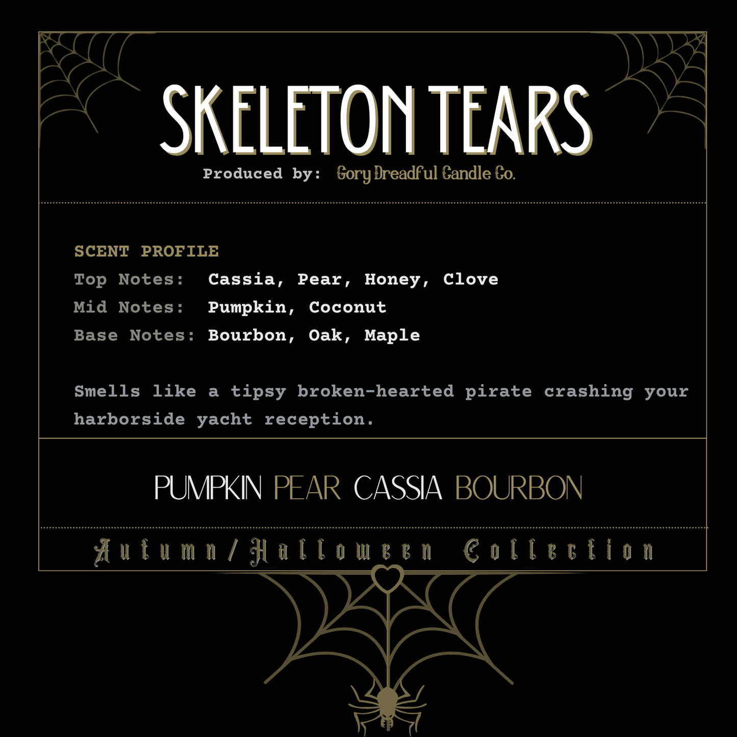Skeleton Tears Sizzling Room Salt Crystal Potpourri: Pumpkin Pear Cassia Bourbon Scent