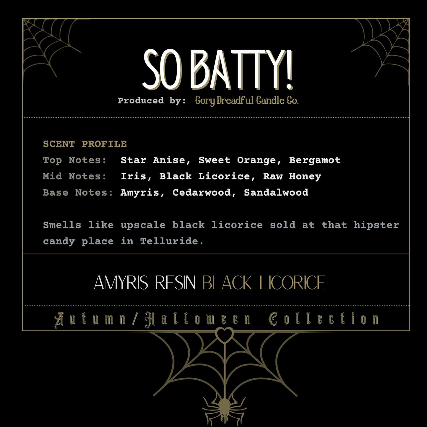 So Batty! Sizzling Room Salt Crystal Potpourri: Amyris Resin Black Licorice Scent