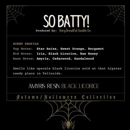 So Batty! Sizzling Room Salt Crystal Potpourri: Amyris Resin Black Licorice Scent