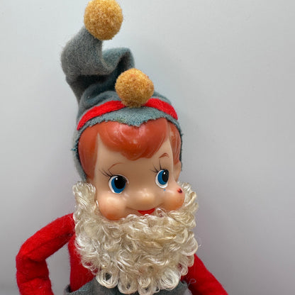 Vintage Knee Hugger Elf Pixie Retro Christmas Ornament MCM Style-RARE