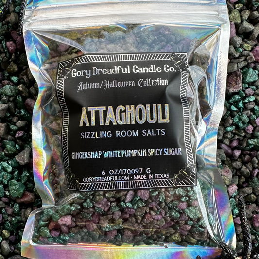 Attaghoul! Sizzling Room Salt Crystal Potpourri: Gingersnap White Pumpkin Spicy Sugar Scent - Gory Dreadful Candle Co