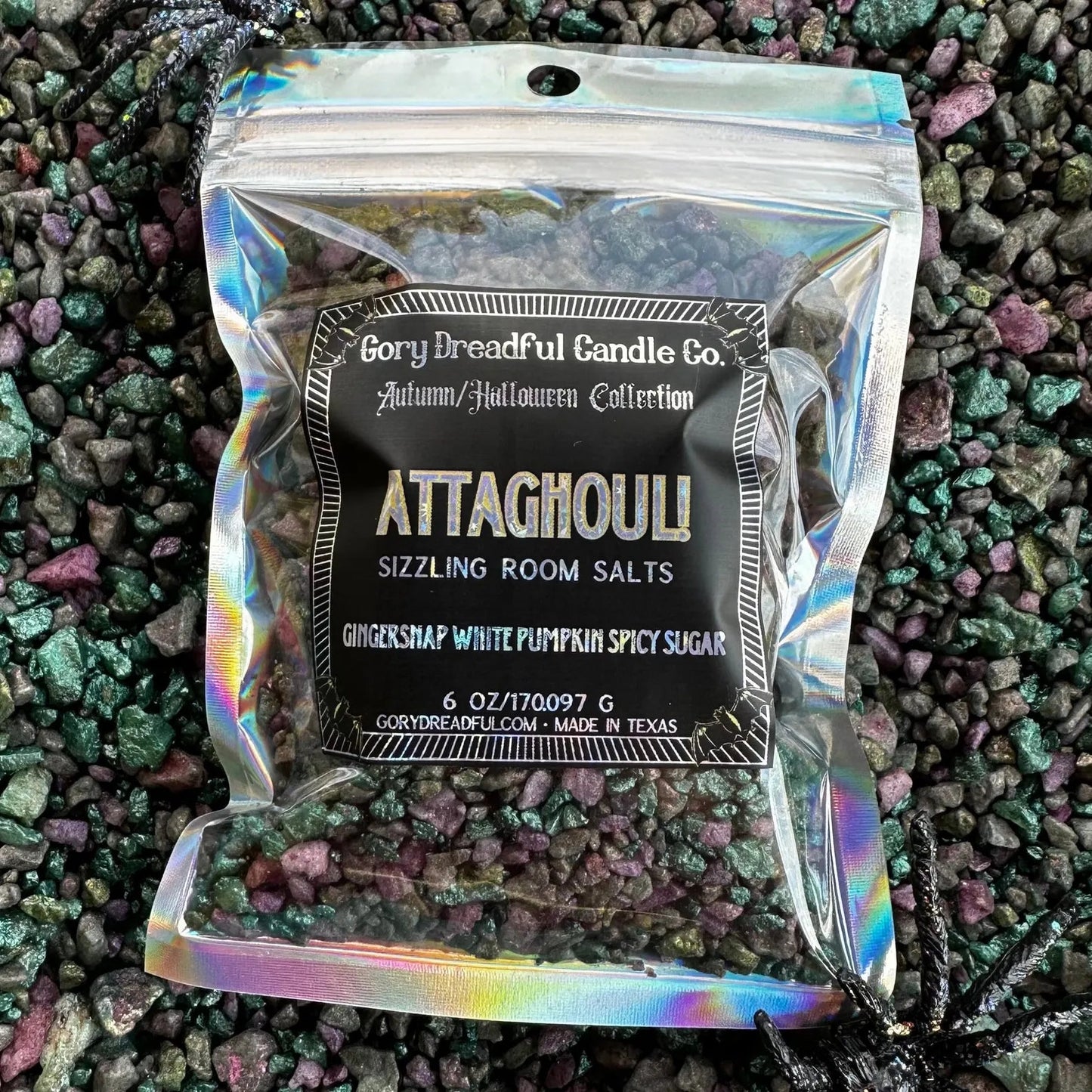 Attaghoul! Sizzling Room Salt Crystal Potpourri: Gingersnap White Pumpkin Spicy Sugar Scent - Gory Dreadful Candle Co
