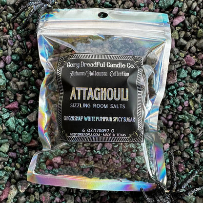 Attaghoul! Sizzling Room Salt Crystal Potpourri: Gingersnap White Pumpkin Spicy Sugar Scent - Gory Dreadful Candle Co