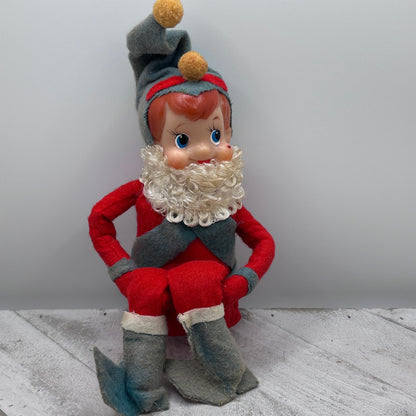 Vintage Knee Hugger Elf Pixie Retro Christmas Ornament MCM Style-RARE