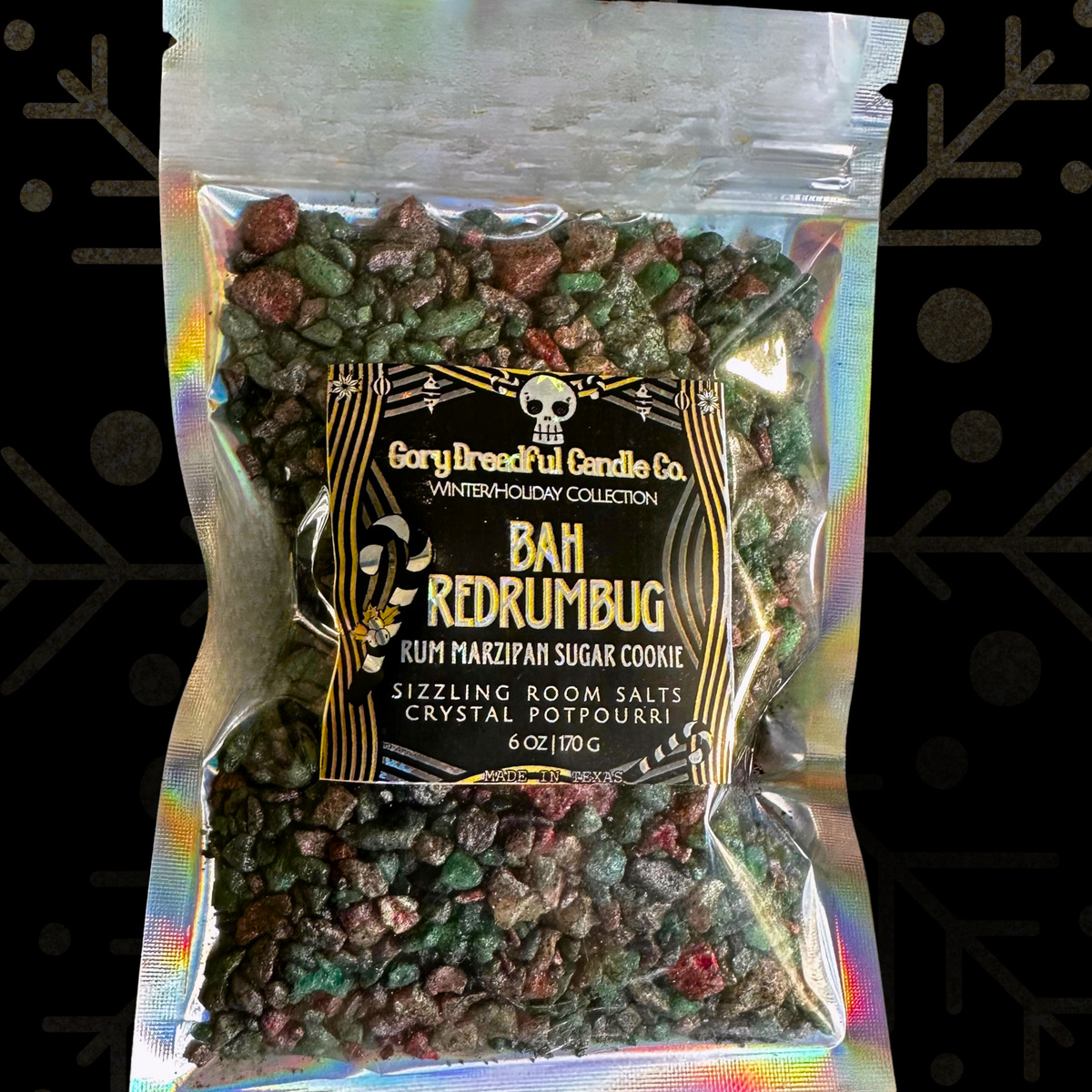 Bah, RedRumBug! Sizzling Room Salt Crystal Potpourri: Marzipan Sugar Cookie Rum Scent - Gory Dreadful Candle Co