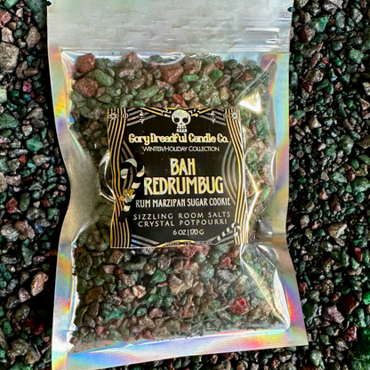 Bah, RedRumBug! Sizzling Room Salt Crystal Potpourri: Marzipan Sugar Cookie Rum Scent - Gory Dreadful Candle Co