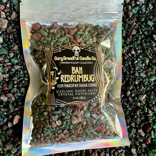 Bah, RedRumBug! Sizzling Room Salt Crystal Potpourri: Marzipan Sugar Cookie Rum Scent - Gory Dreadful Candle Co