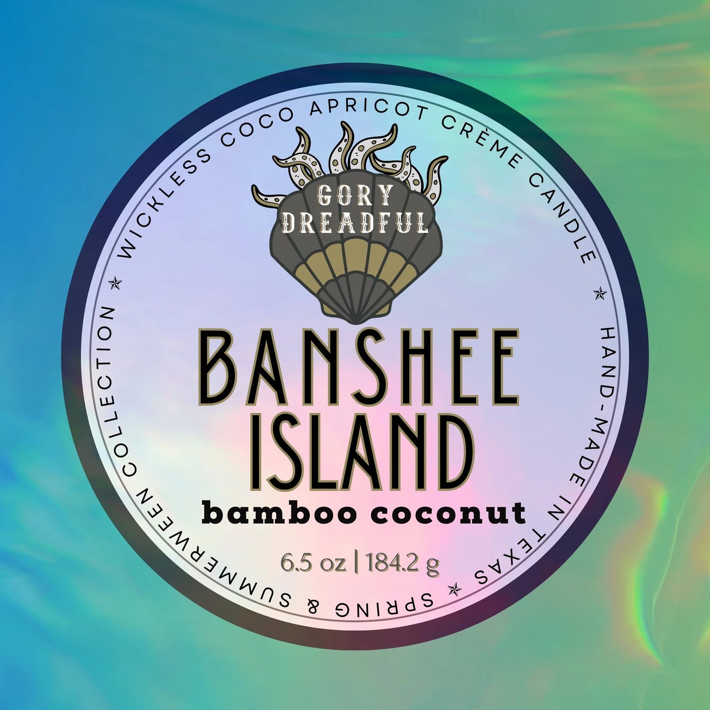 BANSHEE ISLAND Luxury Wickless Candle 6.5 oz: Bamboo & Coconut Scent - Gory Dreadful Candle Co