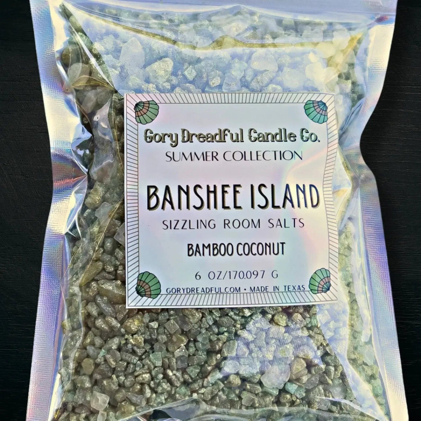 BANSHEE ISLAND Sizzling Room Salt Crystal Potpourri: Bamboo & Coconut Scent - Gory Dreadful Candle Co
