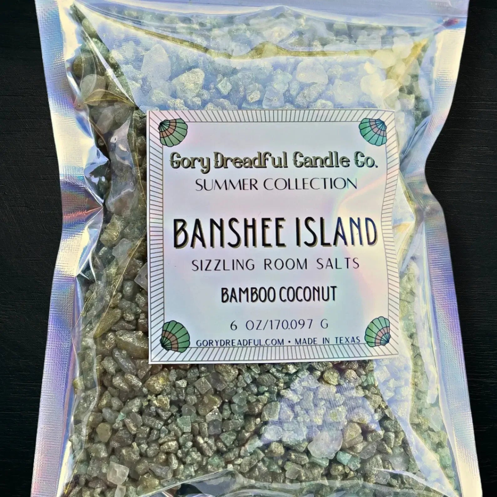BANSHEE ISLAND Sizzling Room Salt Crystal Potpourri: Bamboo & Coconut Scent - Gory Dreadful Candle Co
