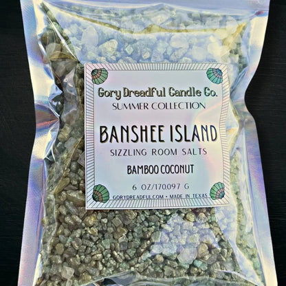 BANSHEE ISLAND Sizzling Room Salt Crystal Potpourri: Bamboo & Coconut Scent - Gory Dreadful Candle Co