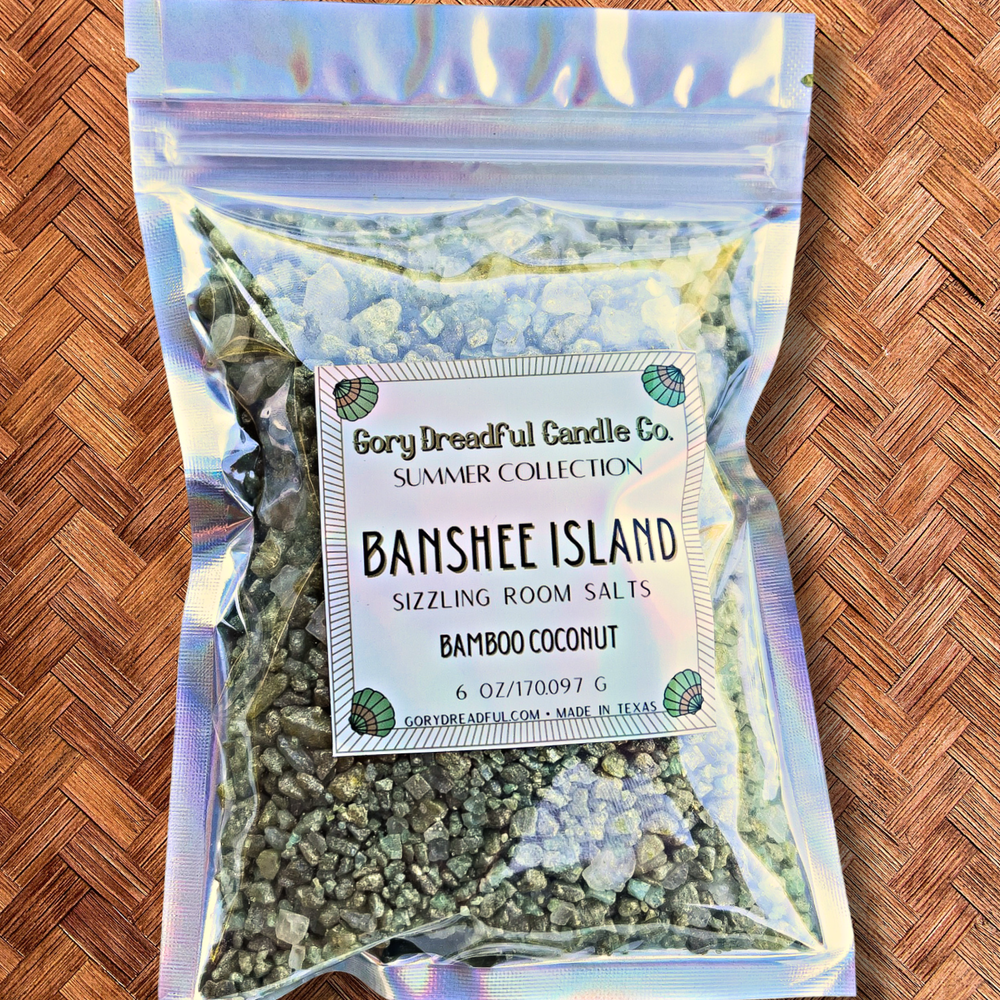 BANSHEE ISLAND Sizzling Room Salt Crystal Potpourri: Bamboo & Coconut Scent - Gory Dreadful Candle Co