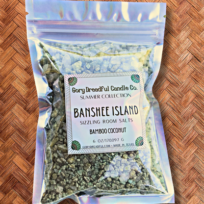 BANSHEE ISLAND Sizzling Room Salt Crystal Potpourri: Bamboo & Coconut Scent - Gory Dreadful Candle Co