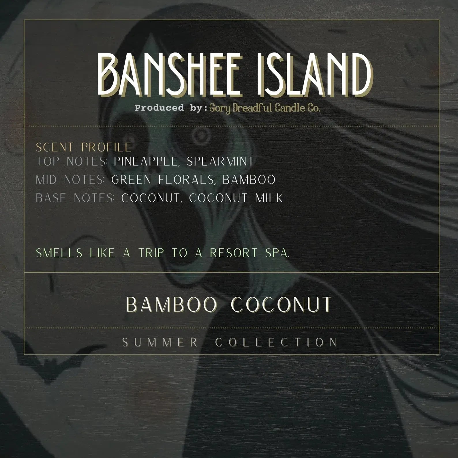 BANSHEE ISLAND Sizzling Room Salt Crystal Potpourri: Bamboo & Coconut Scent - Gory Dreadful Candle Co