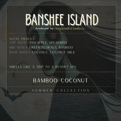 BANSHEE ISLAND Sizzling Room Salt Crystal Potpourri: Bamboo & Coconut Scent - Gory Dreadful Candle Co
