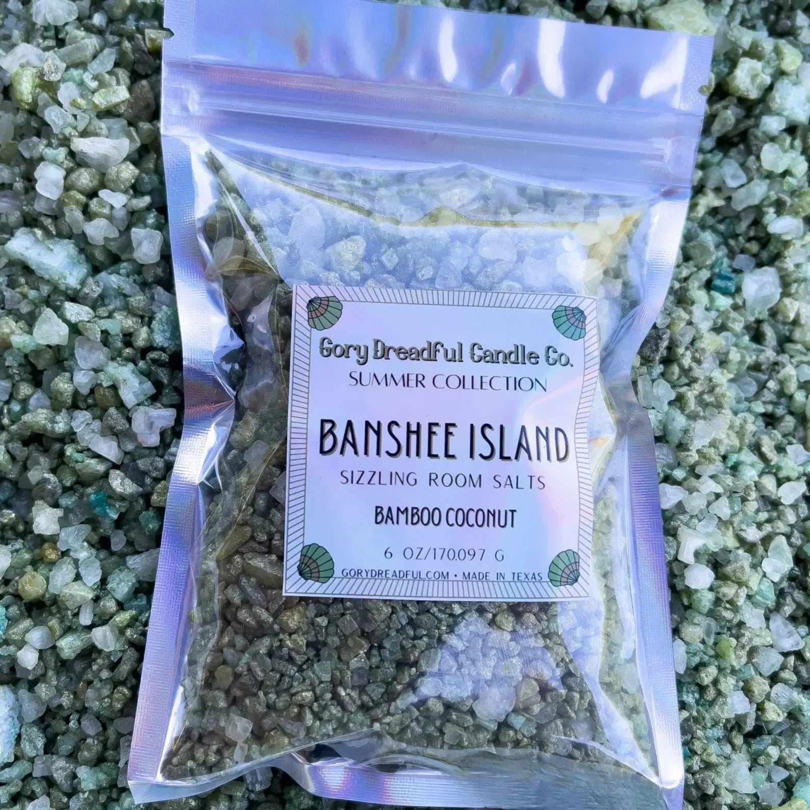 BANSHEE ISLAND Sizzling Room Salt Crystal Potpourri: Bamboo & Coconut Scent - Gory Dreadful Candle Co
