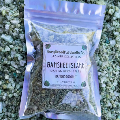 BANSHEE ISLAND Sizzling Room Salt Crystal Potpourri: Bamboo & Coconut Scent - Gory Dreadful Candle Co