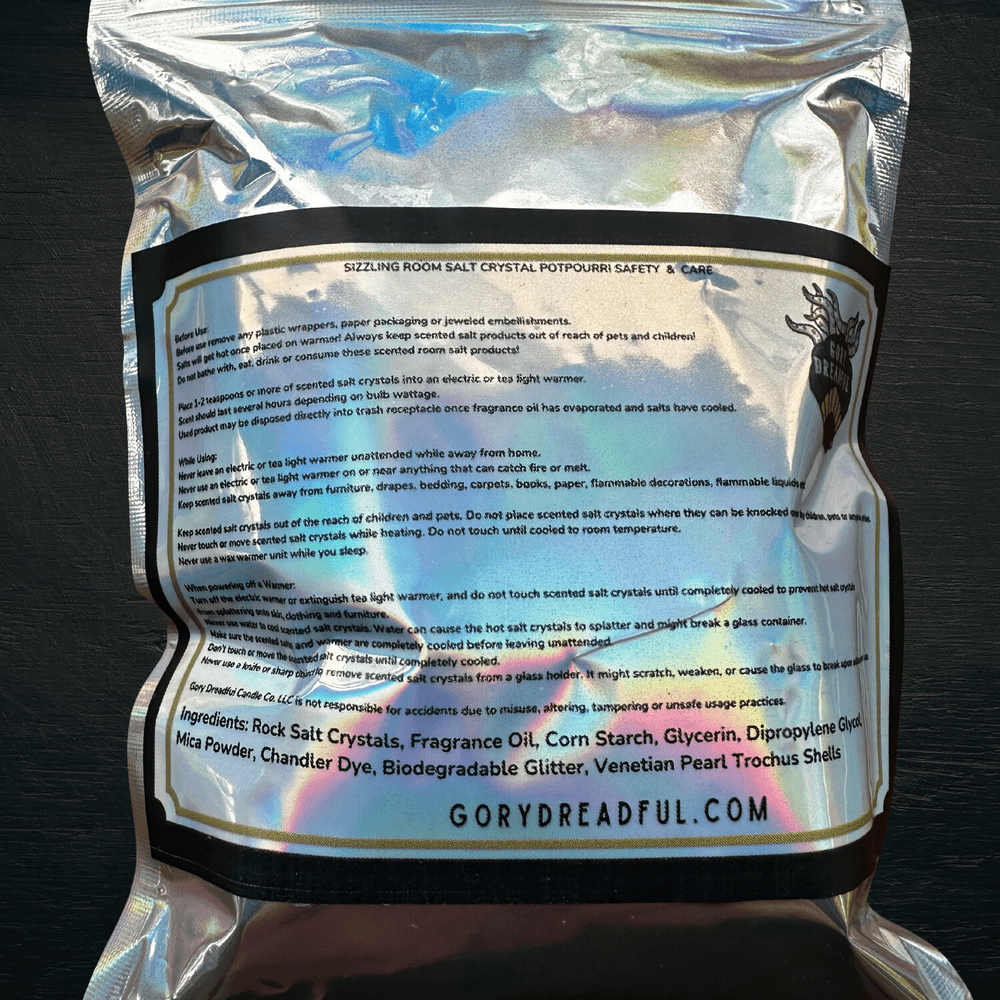 BEACH WITCH Sizzling Room Salt Crystal Potpourri: Nostalgic Tropic Suntan Oil Scent - Gory Dreadful Candle Co