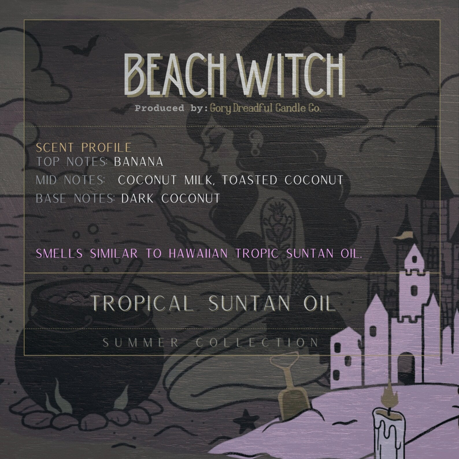 BEACH WITCH Sizzling Room Salt Crystal Potpourri: Nostalgic Tropic Suntan Oil Scent - Gory Dreadful Candle Co